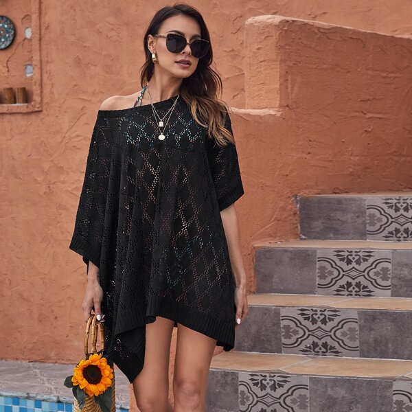

Batwing Sleeve Cover Up, Black