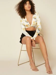 腿部繫帶設計細跟綁帶涼鞋 - 杏色 - 查看 1