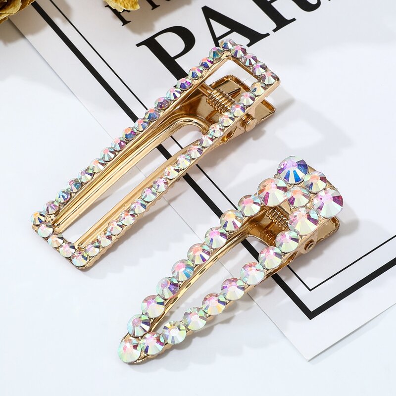 

2pcs Rhinestone Hair Clip, Multicolor