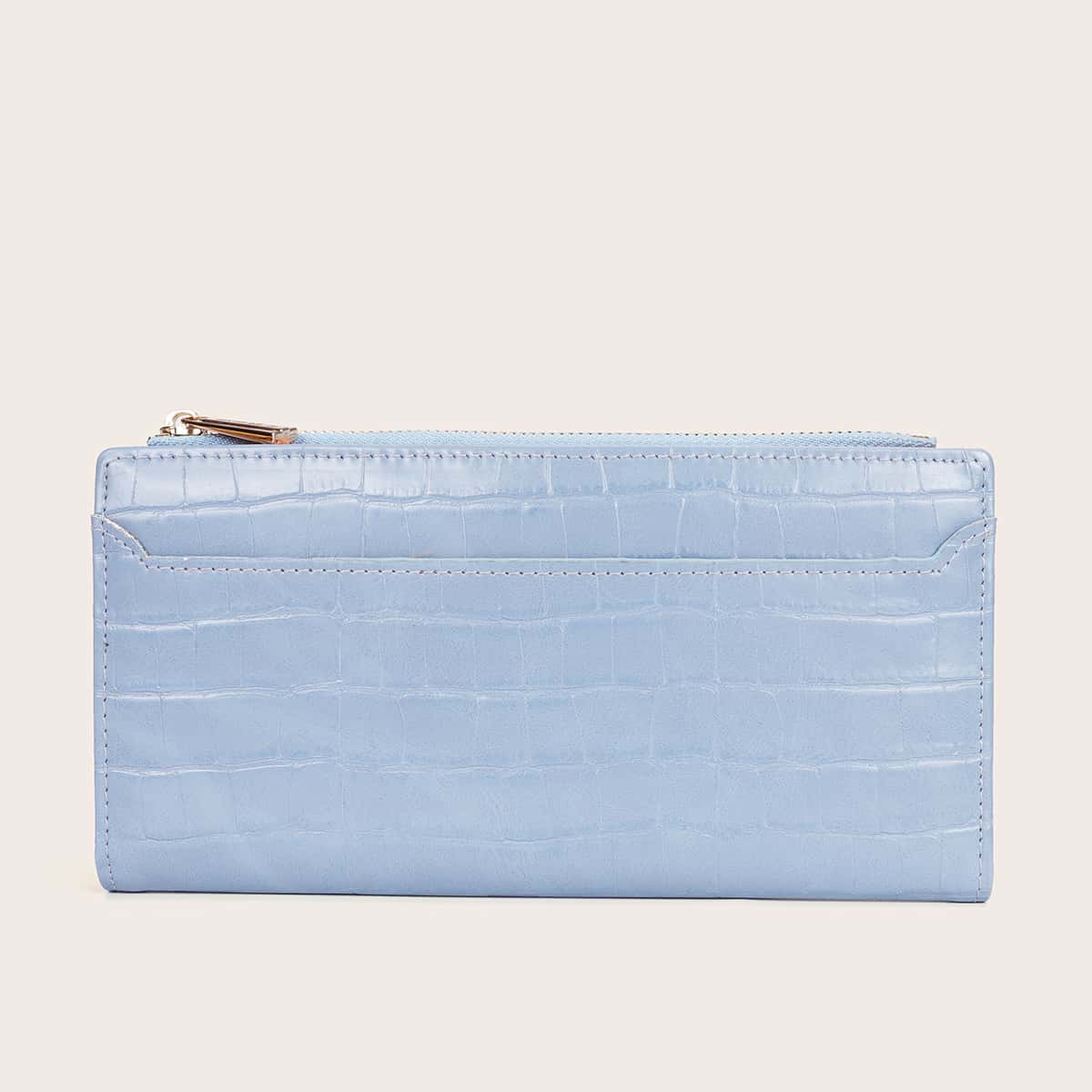 

Croc Embossed Zip Purse, Baby blue