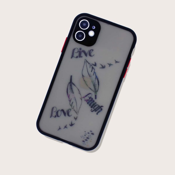 

Чехол для iPhone с контрастной рамкой и узором пера, Чёрный