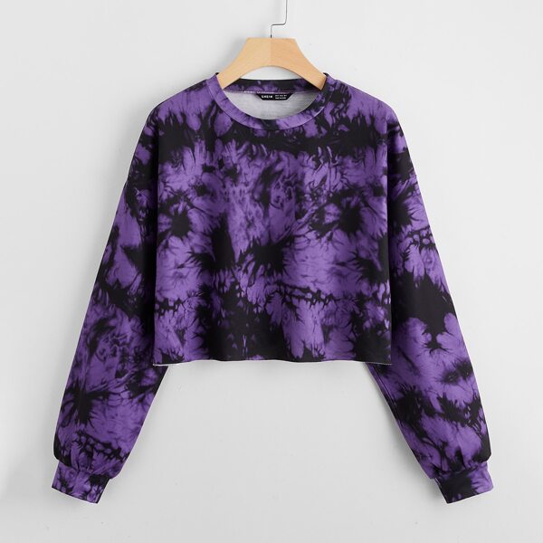 

Tie Dye Drop Shoulder Sweatshirt, Purple