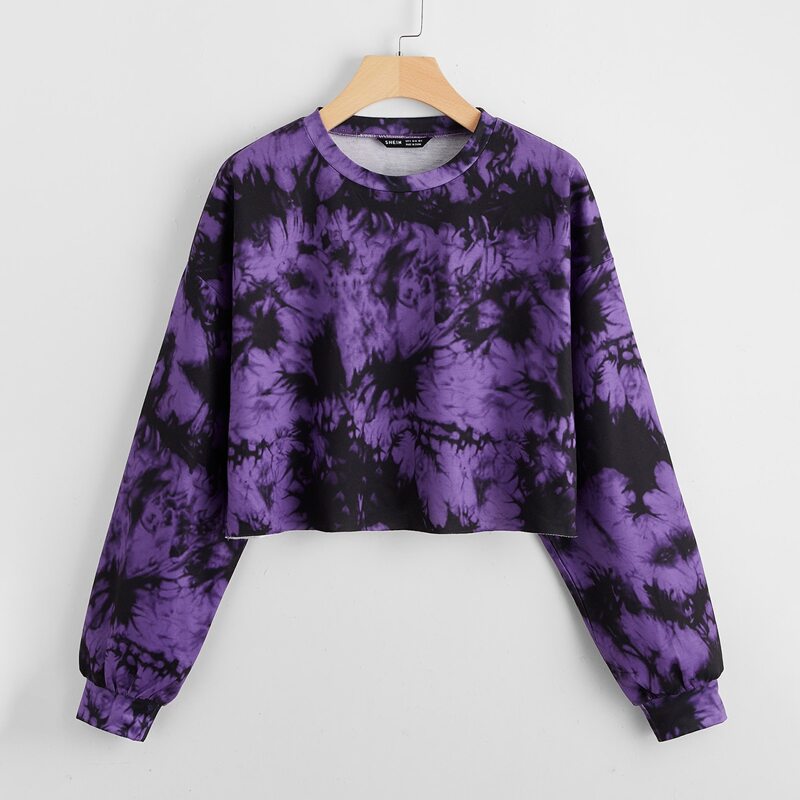 

Tie Dye Drop Shoulder Sweatshirt, Purple
