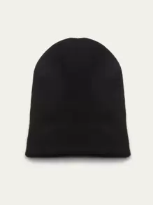 Minimalist Plain Beanie Casual Winter Fall - Black - View 3