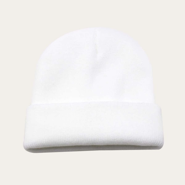 

Minimalist Plain Beanie, White