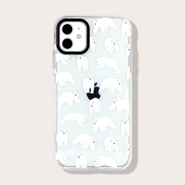 

Прозрачный чехол для iPhone с узором белого медведя, Белый