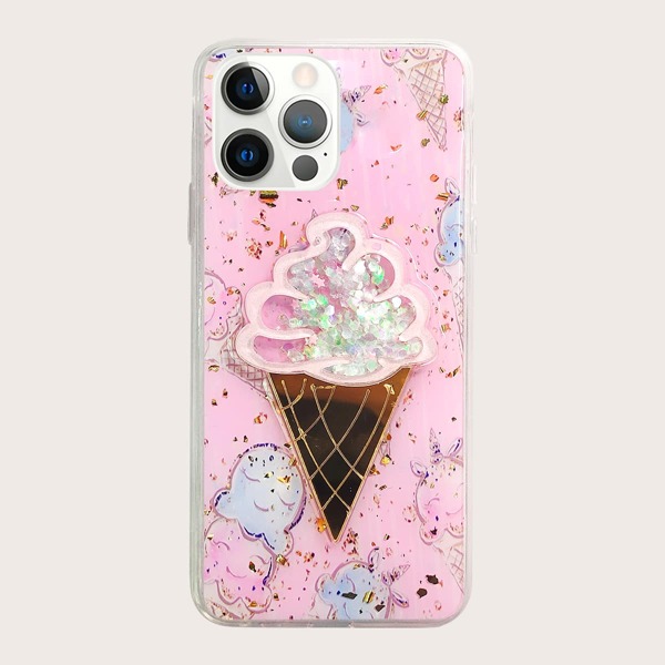 

Ice Cream Sequin Decor iPhone Case, Pink