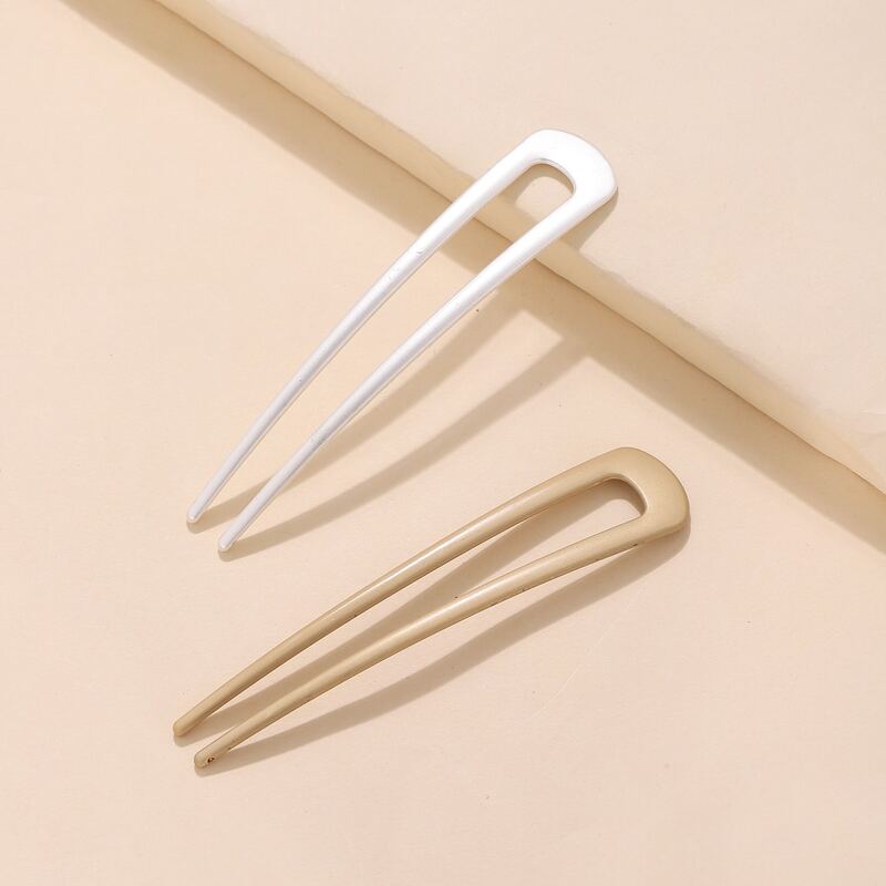 

2pcs Solid Hairpin, Multicolor