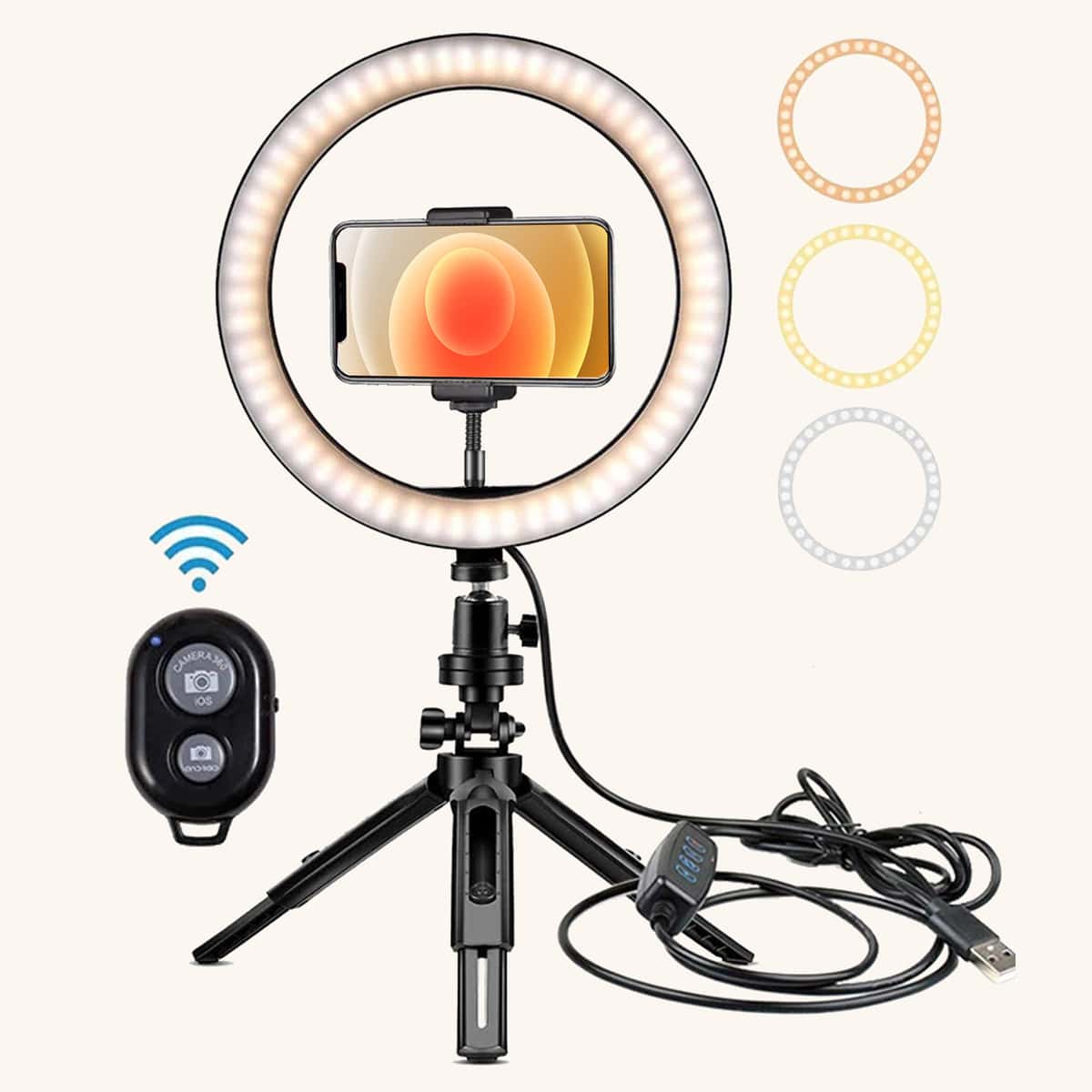 

Bluetooth Selfie Ring Light With Tripod Stand & Phone Holder, Black