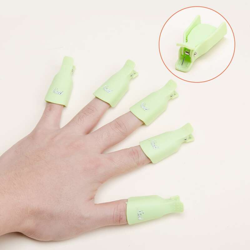 

5pcs Gel Nail Polish Remover Clip, Mint green