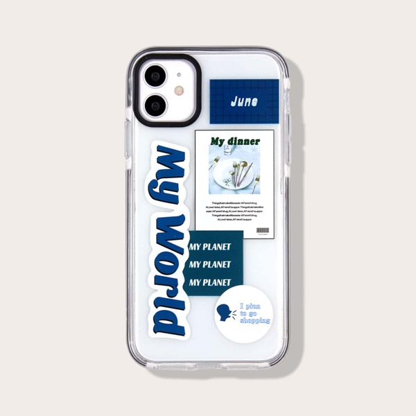 

Letter Graphic Clear iPhone Case, Multicolor