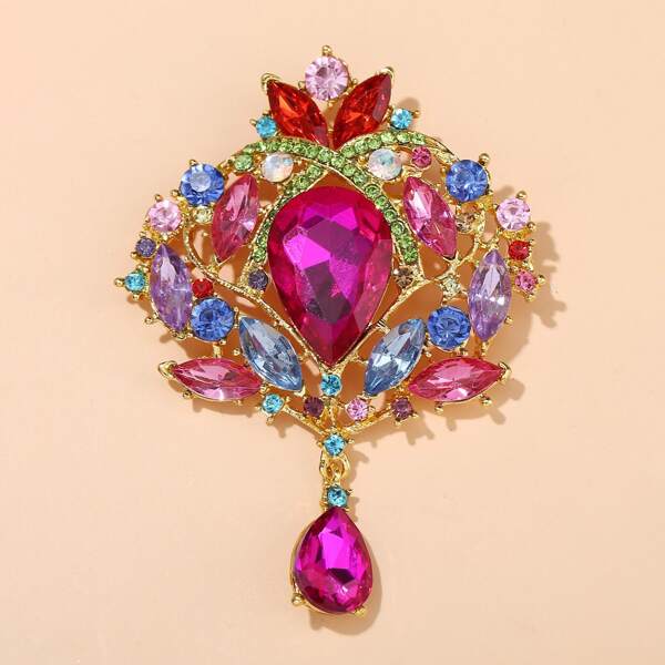 

Rhinestone Decor Brooch, Multicolor