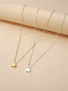 Vòng cổ mặt dây chuyền 2 ngôi sao - Nhiều màu - Xem 1