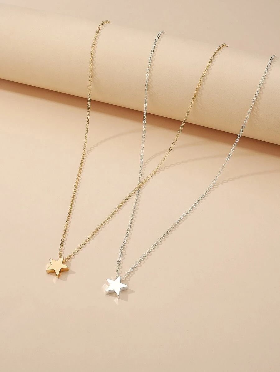 Vòng cổ mặt dây chuyền 2 ngôi sao - Nhiều màu - Xem 1