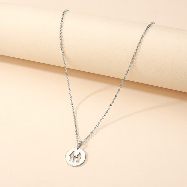 

Hollow Disc Pendant Necklace, Silver