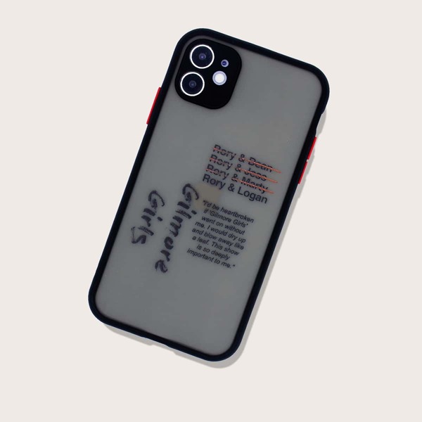 

Letter Graphic Contrast Frame iPhone Case, Black