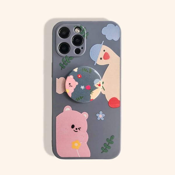 

Cartoon Graphic iPhone Case With Pop-Out Phone Grip, Multicolor