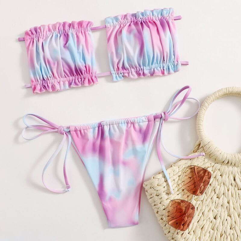 

Tie Dye Ruched Bust Bikini Swimsuit, Multicolor