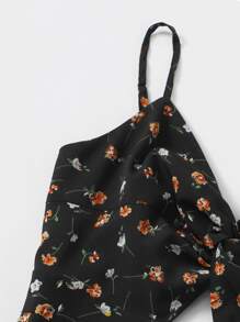 SHEIN VCAY 滿版花卉圖案扭結胸吊帶洋裝 - 彩色 - 查看 5