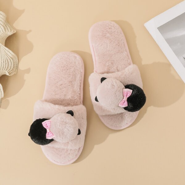 

Fluffy Pom Pom Decor Novelty Slippers, Pink