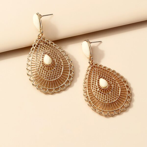 

Hollow Out Water Drop Earrings, Gold
