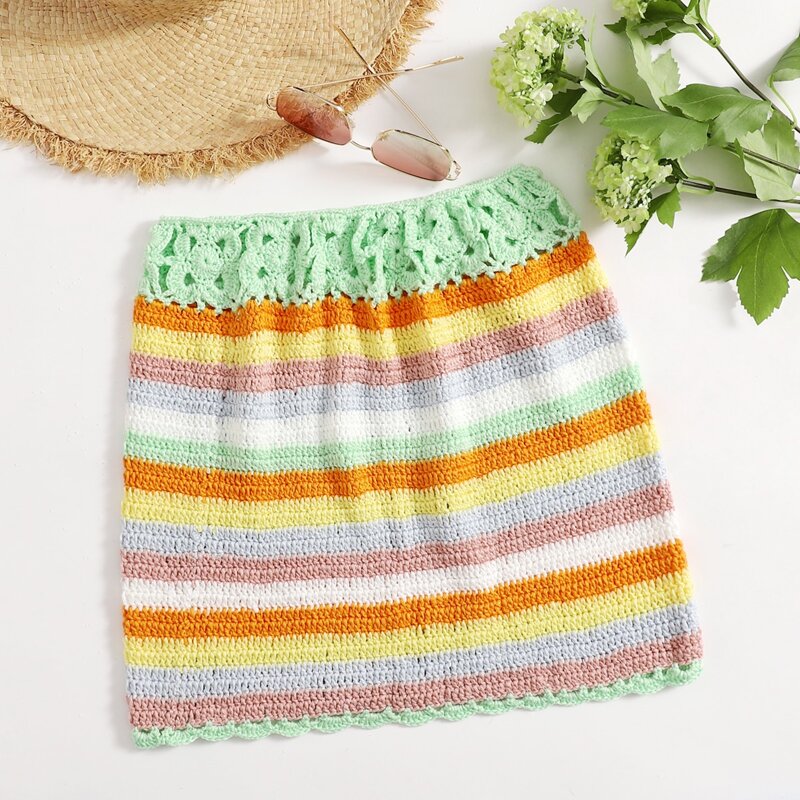 

Stripe Crochet Bikini Skirt, Multicolor