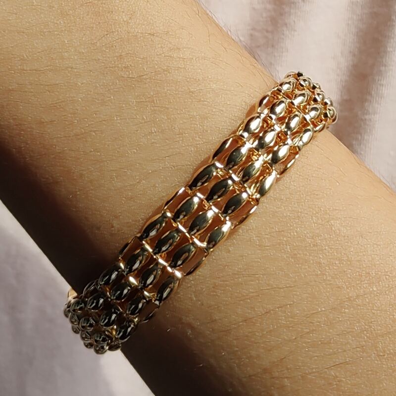 

1pc Chain Wide Bracelet, Gold