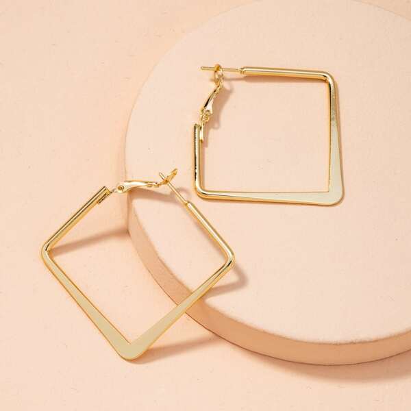 

Hollow Square Earrings, Gold
