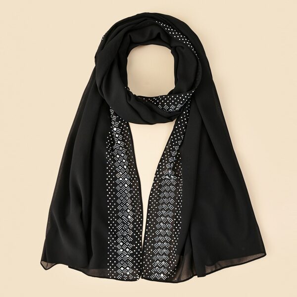 

Rhinestone Decor Scarf, Black