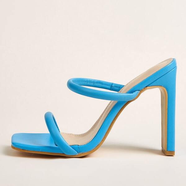 

Double Strap Chunky Heeled Mules, Blue