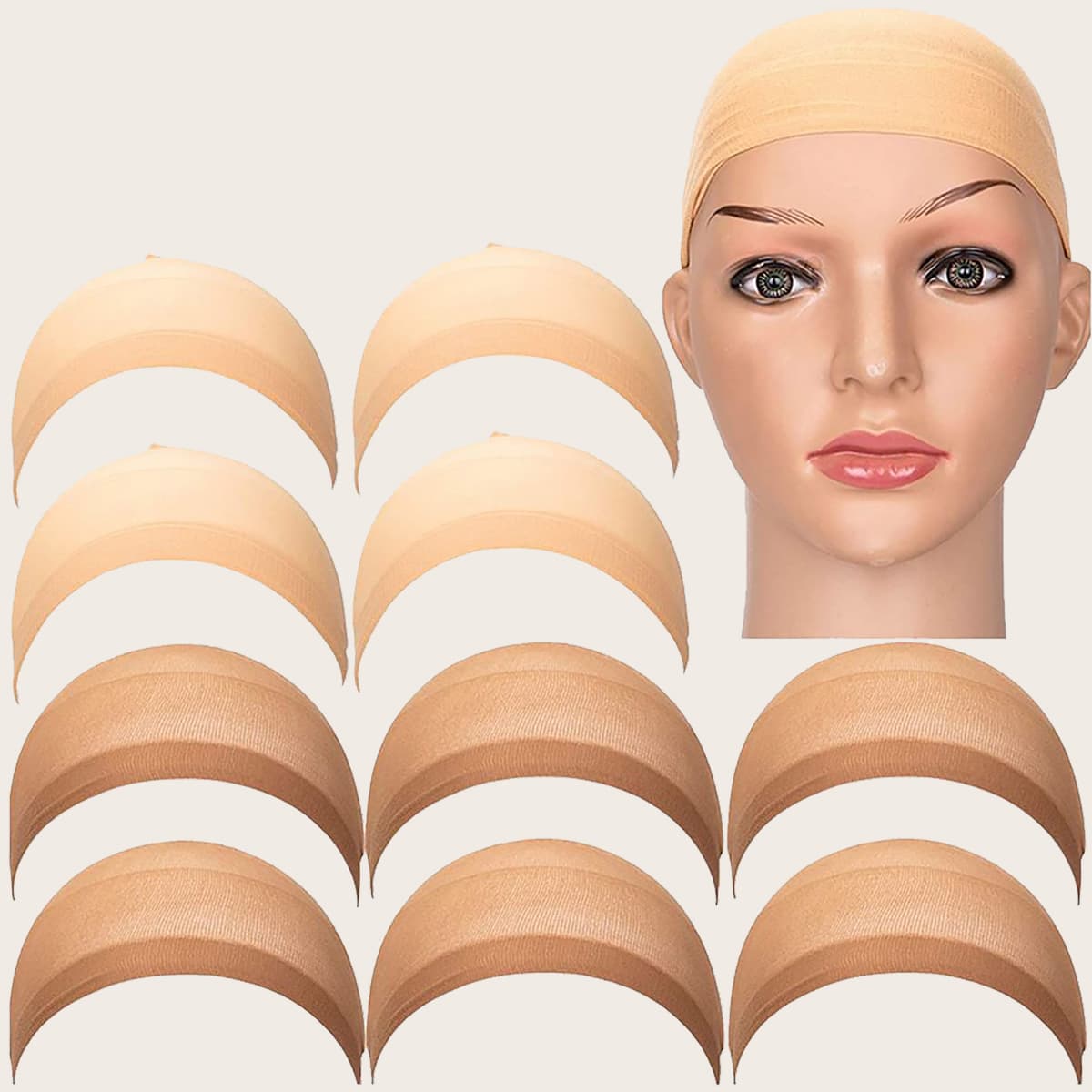 

10pcs Stretchable Wig Cap, Multicolor
