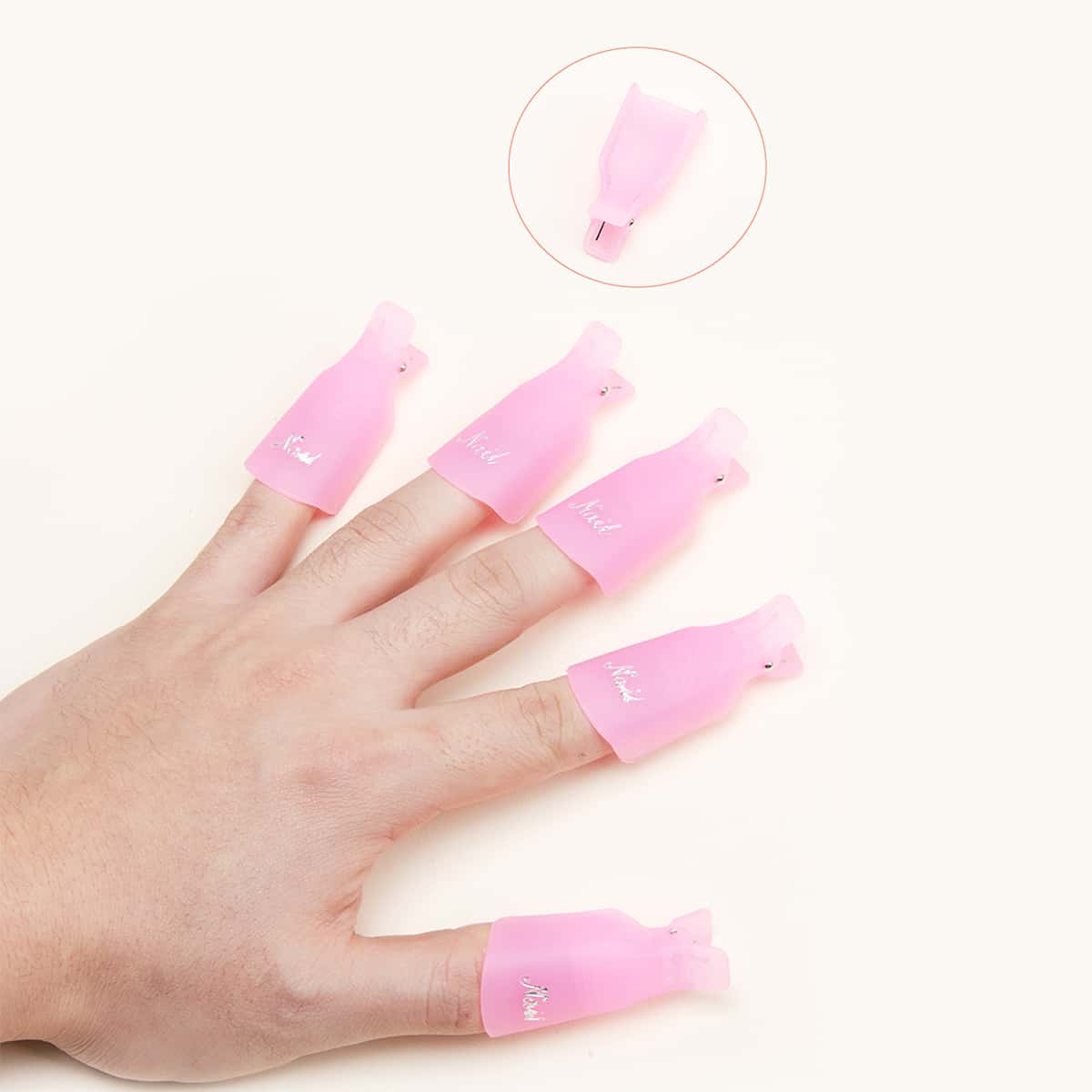 

5pcs Gel Nail Polish Remover Clip, Baby pink