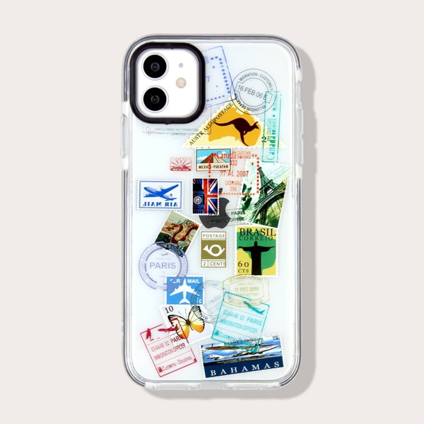 

Прозрачный чехол для iPhone с узором марки, Многоцветный