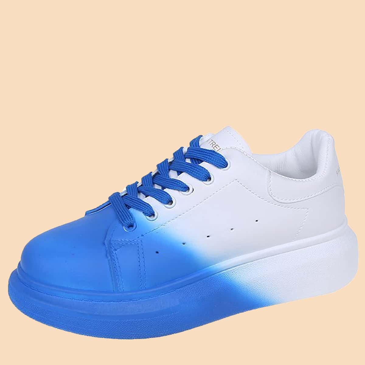

Two Tone Lace Up Sneakers, Blue and white