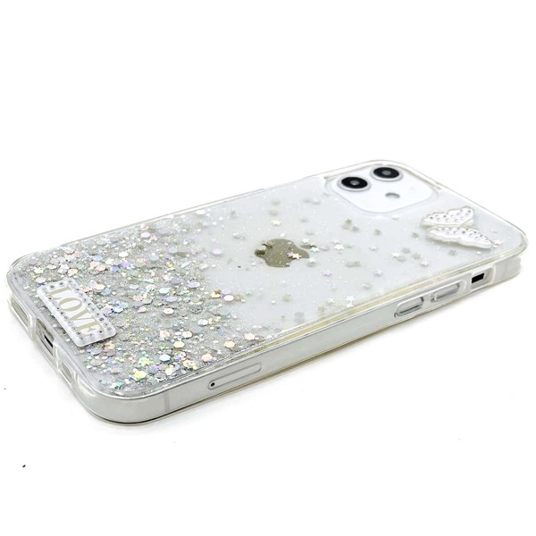 

Блестящий чехол для iPhone с бабочкой, Прозрачный