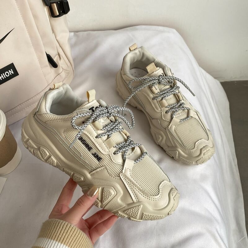

Lace Up Chunky Sneakers, Beige
