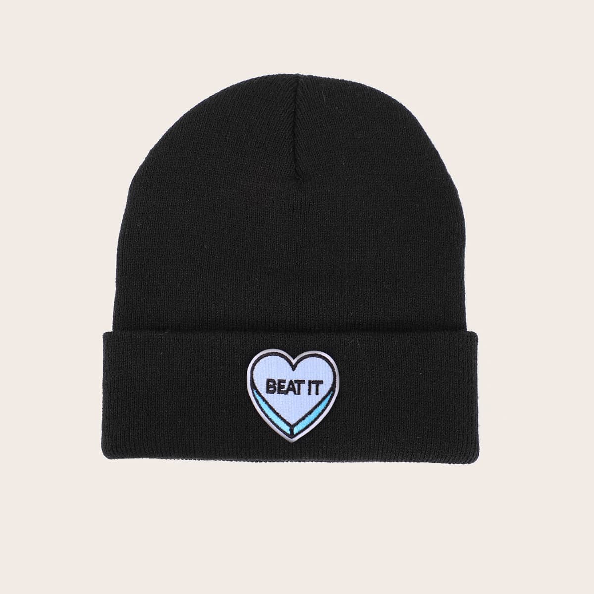 

Heart Patch Beanie, Black