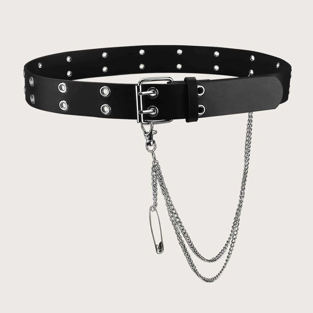 

Wallet Chain Grommet Belt, Black