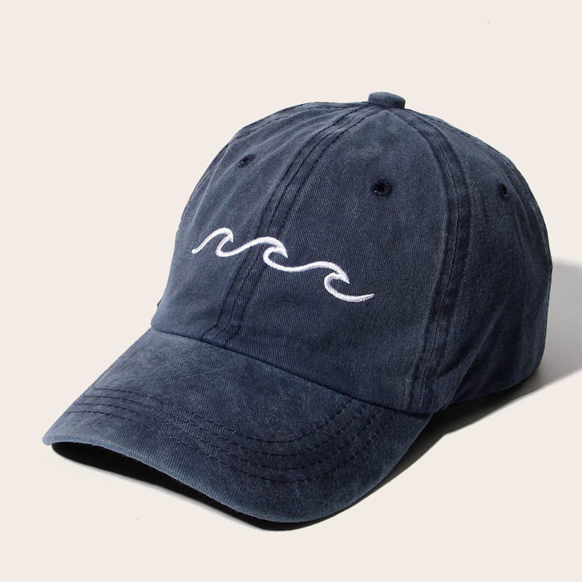 

Guys Wave Embroidery Baseball Cap, Navy blue