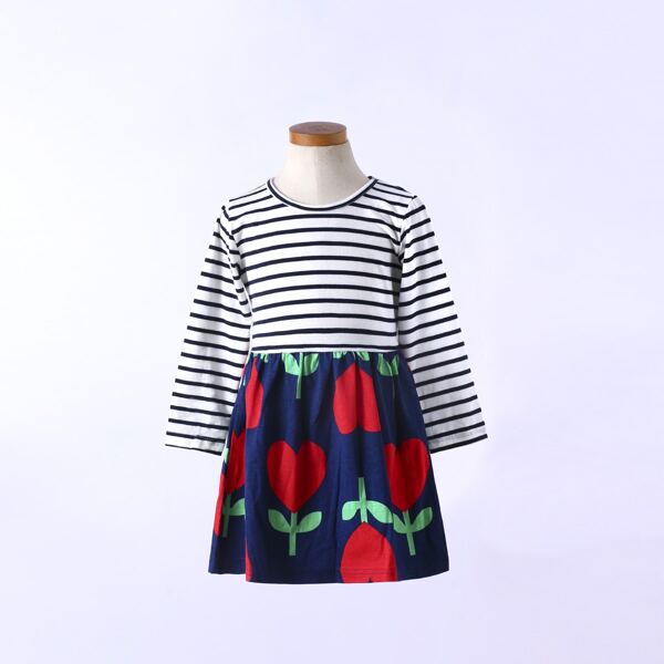 

Toddler Girls Heart And Striped Combo Dress, Multicolor
