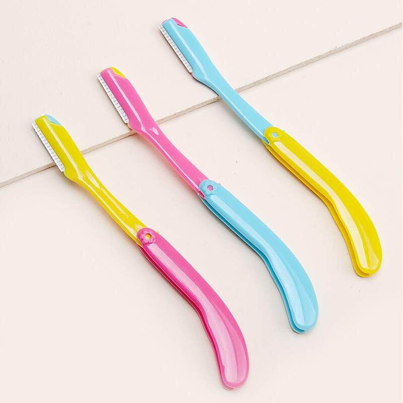 

3pcs Random Foldable Eyebrow Trimming Knife, Multicolor