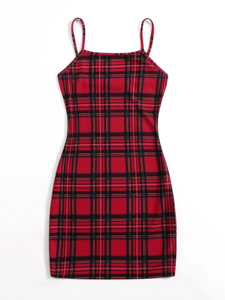 shein plaid bodycon dress SHEIN Plaid Print Bodycon Dress
