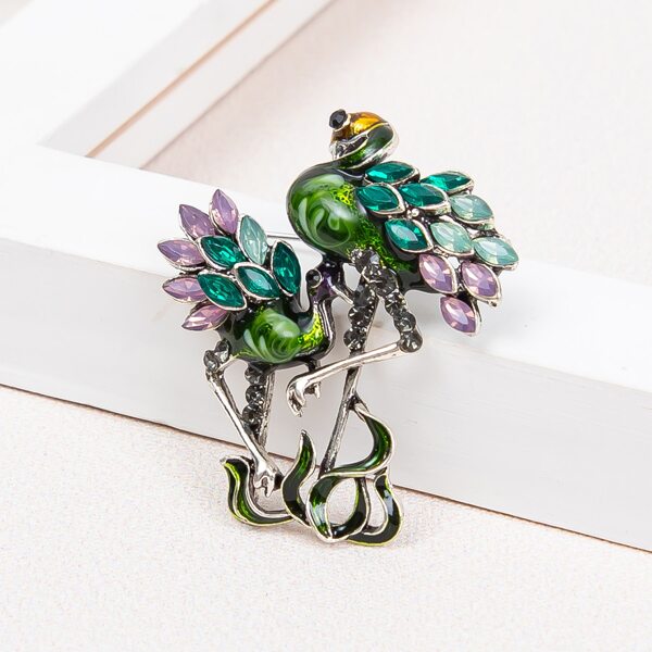 

Flamingos Design Brooch, Green