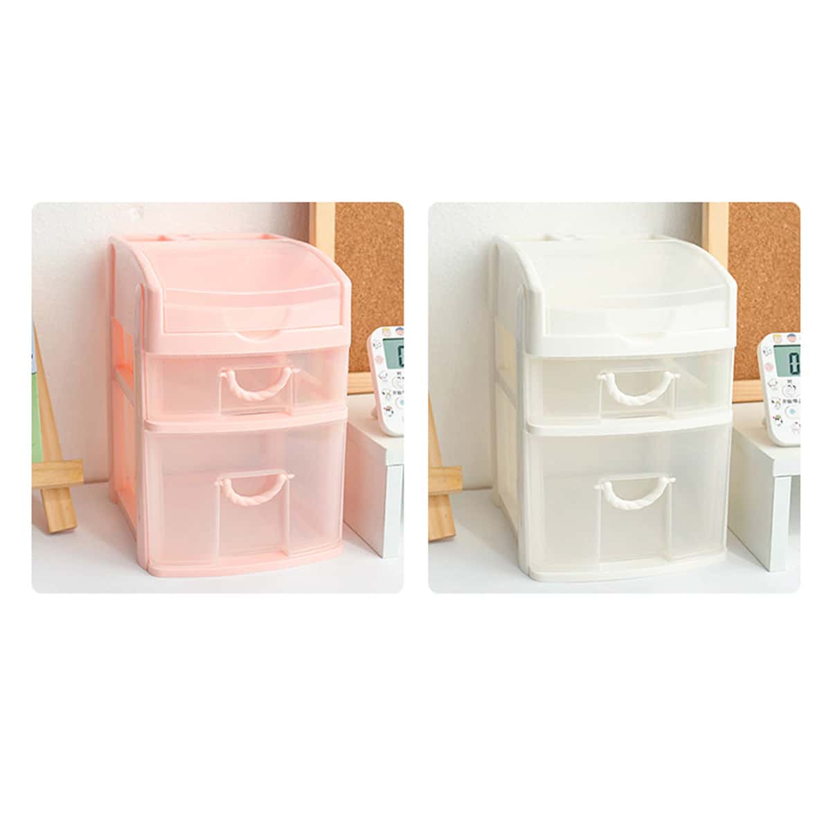 

1pc Double Layer Drawer Storage Box, Multicolor