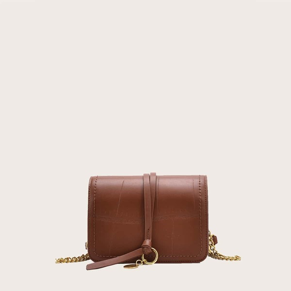

Minimalist Chain Crossbody Bag, Brown