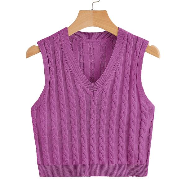 

Cable Knit Sweater Vest, Hot pink
