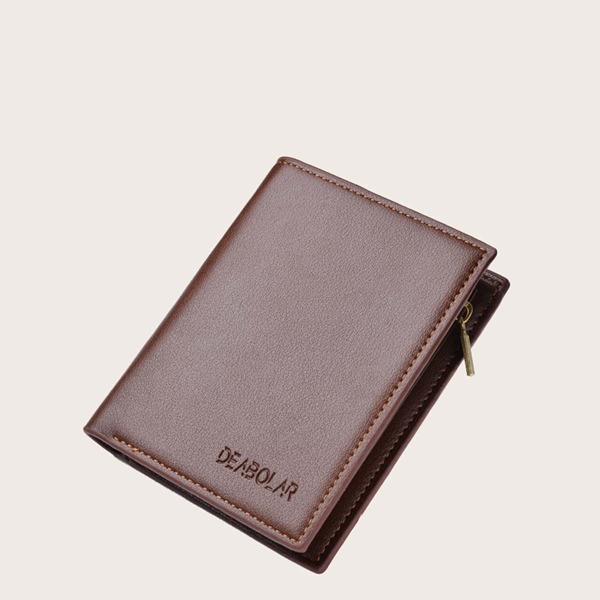 

Men Letter Embossed Small Purse, Mocha brown