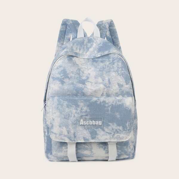 

Letter Patch Tie Dye Backpack, Blue and white