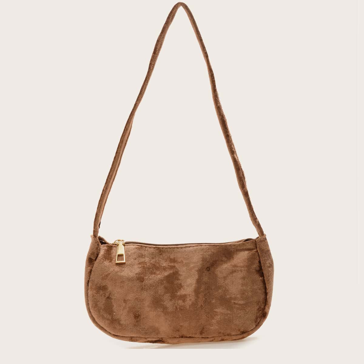 

Velvet Baguette Bag, Brown