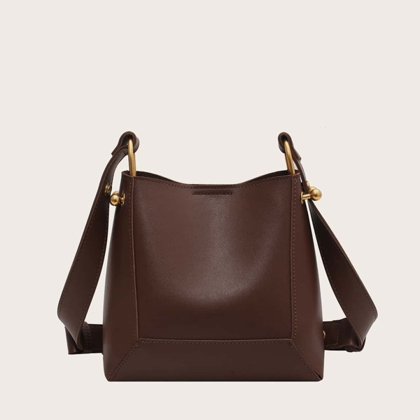 

Minimalist Bucket Bag With Inner Pouch, Brown